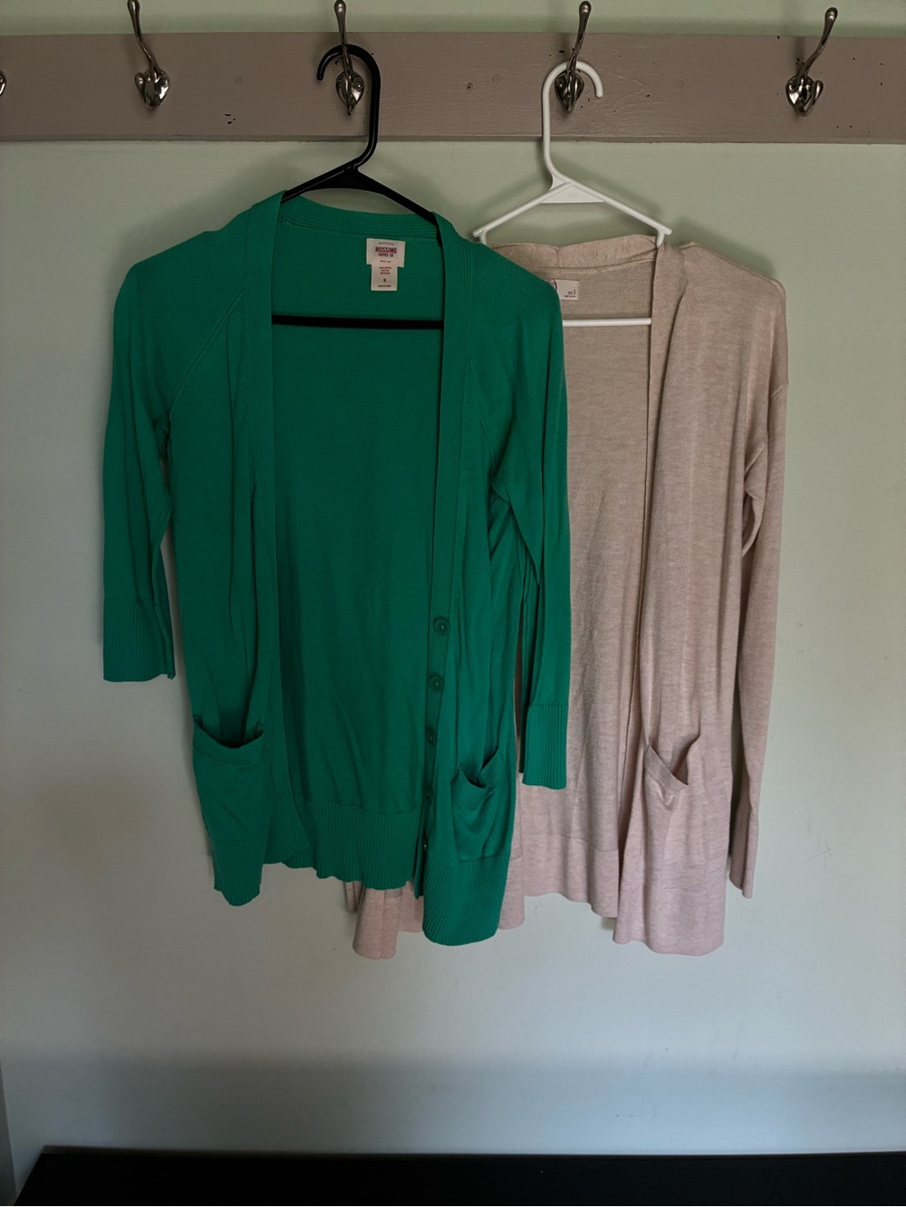 Green and beige Open Cardigan with Front Pockets bundle